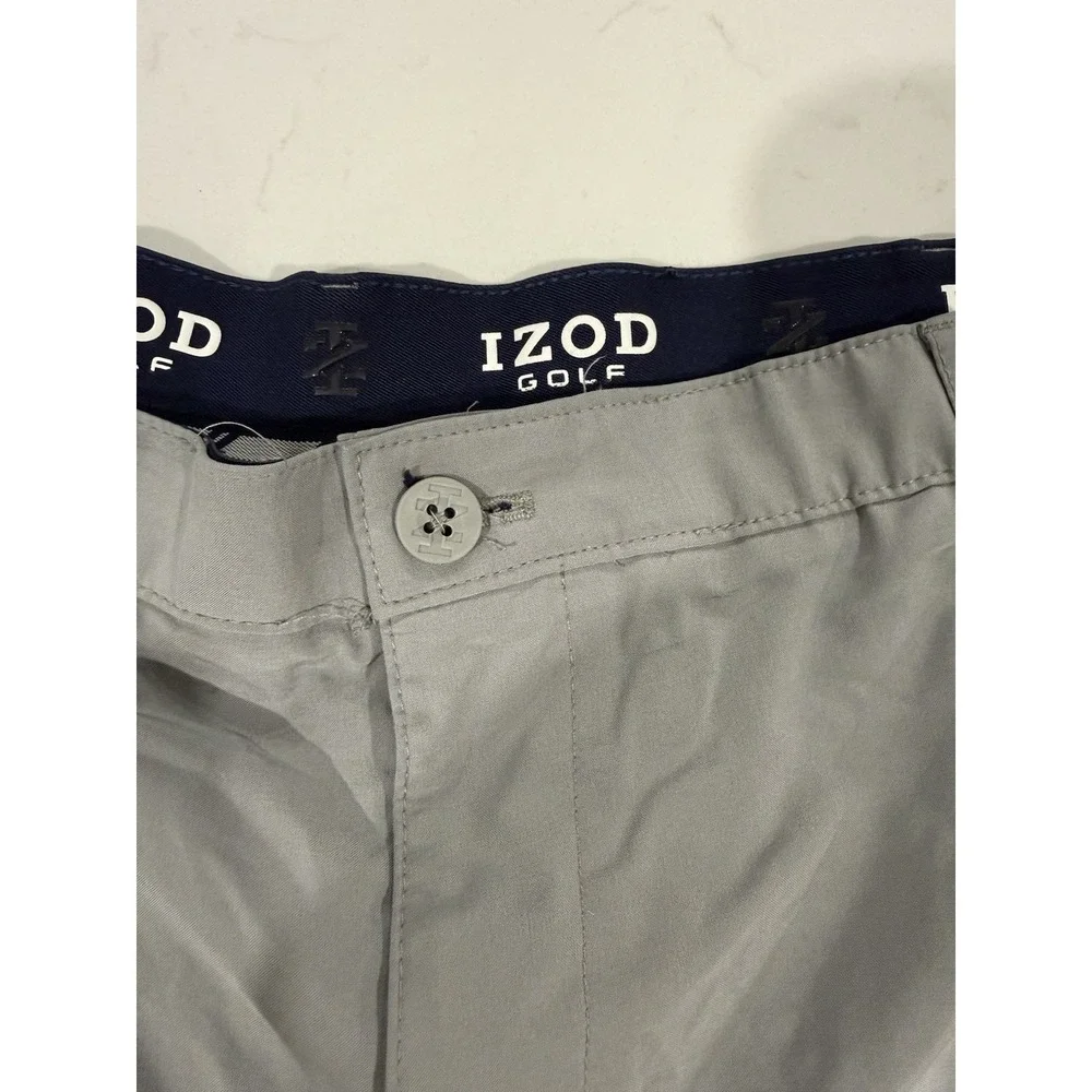 Izod Golf Chino Shorts Gray Mens Size 38 Performance Flex Waistband Pockets